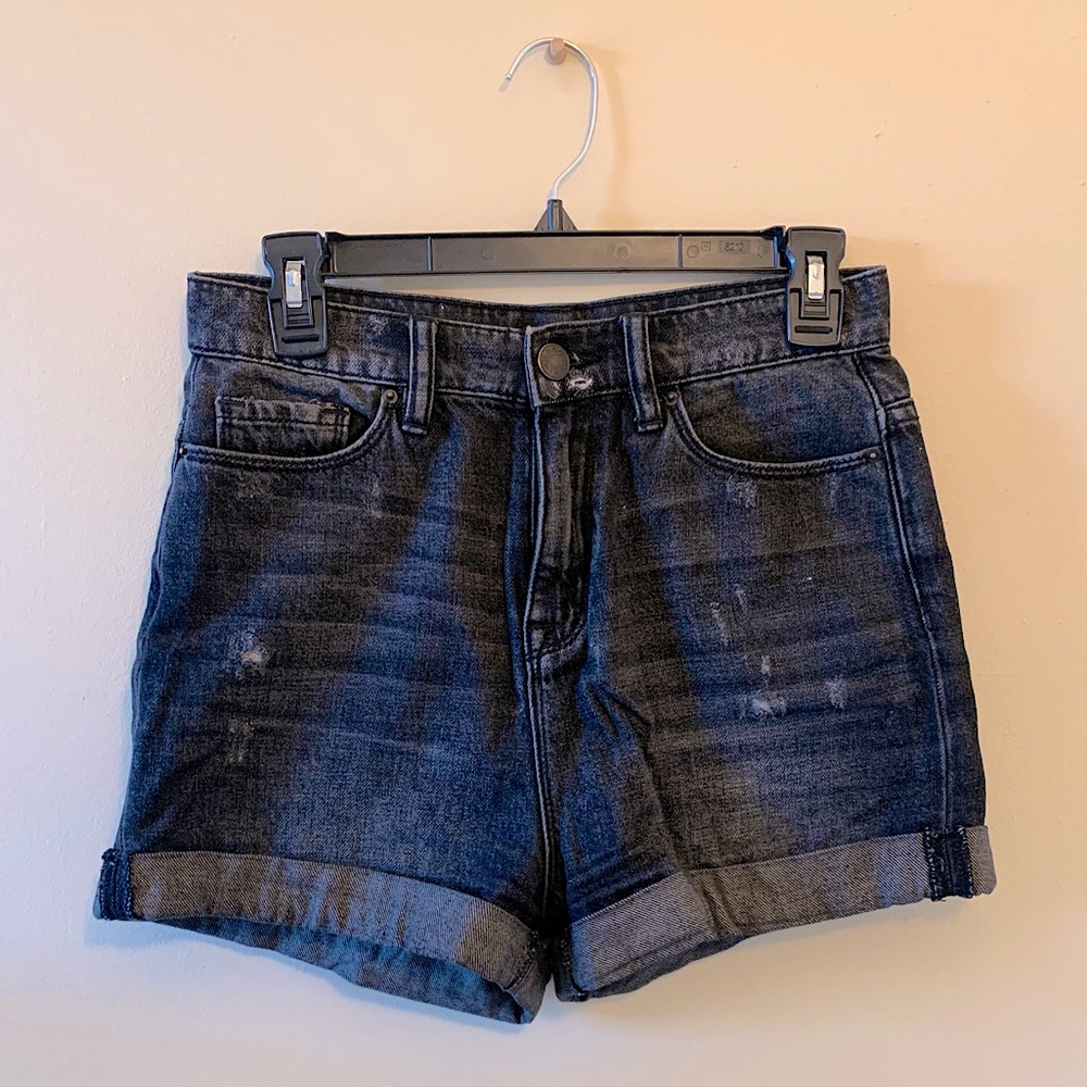 BDG mom high rise black denim shorts
